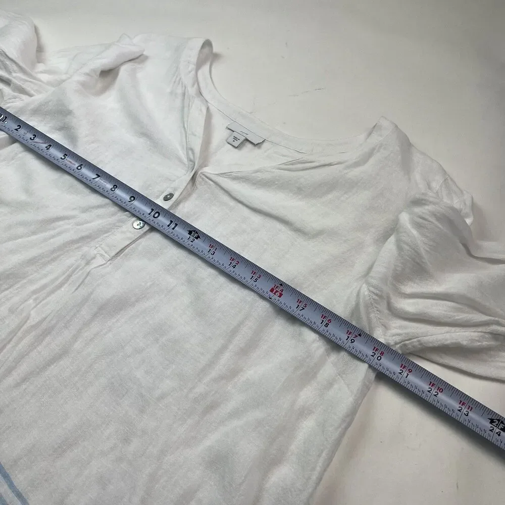 J Jill Linen Tunic Top M White Blue Striped - Picture 6 of 12